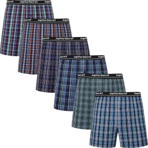 JupiterSecret Men's Boxers Underwear 100% Cotton Woven Boxers for Men Pack Boxer Shorts Assorted Colors