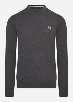Klassischer Pullover mit Rundhalsausschnitt - Graphit meliert