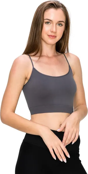 Kurve Womens Crop Tank Top - Seamless Non-Padded Cami Bra Bandeau Yoga Workout UV Protective Fabric UPF 50  Made in USA