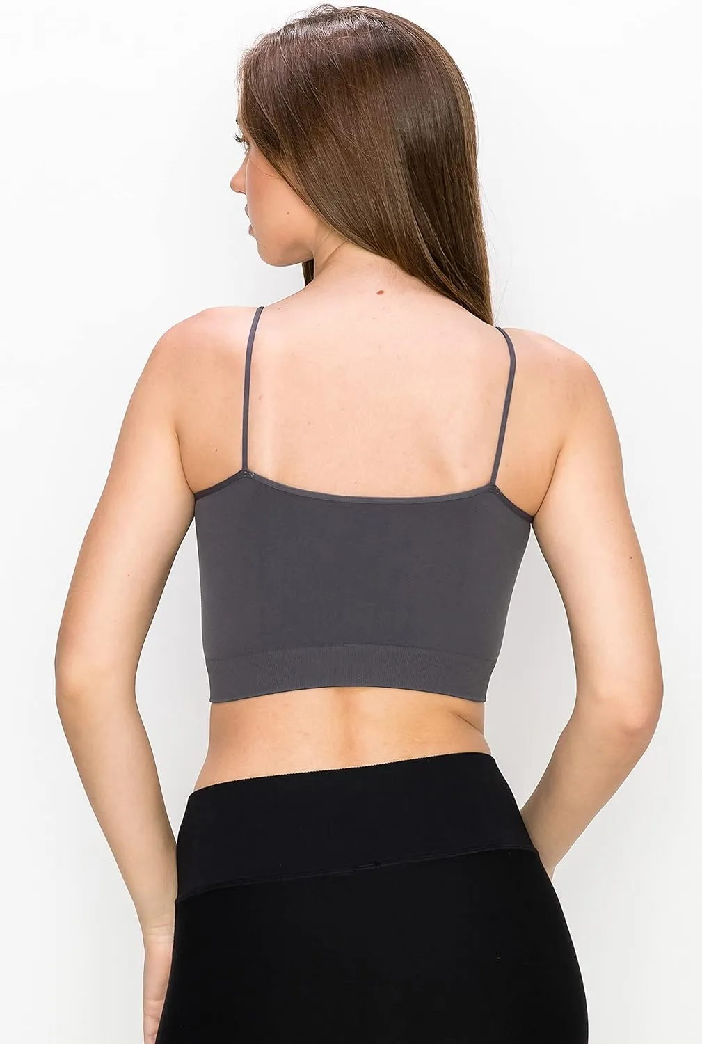 Kurve Womens Crop Tank Top - Seamless Non-Padded Cami Bra Bandeau Yoga Workout UV Protective Fabric UPF 50  Made in USA