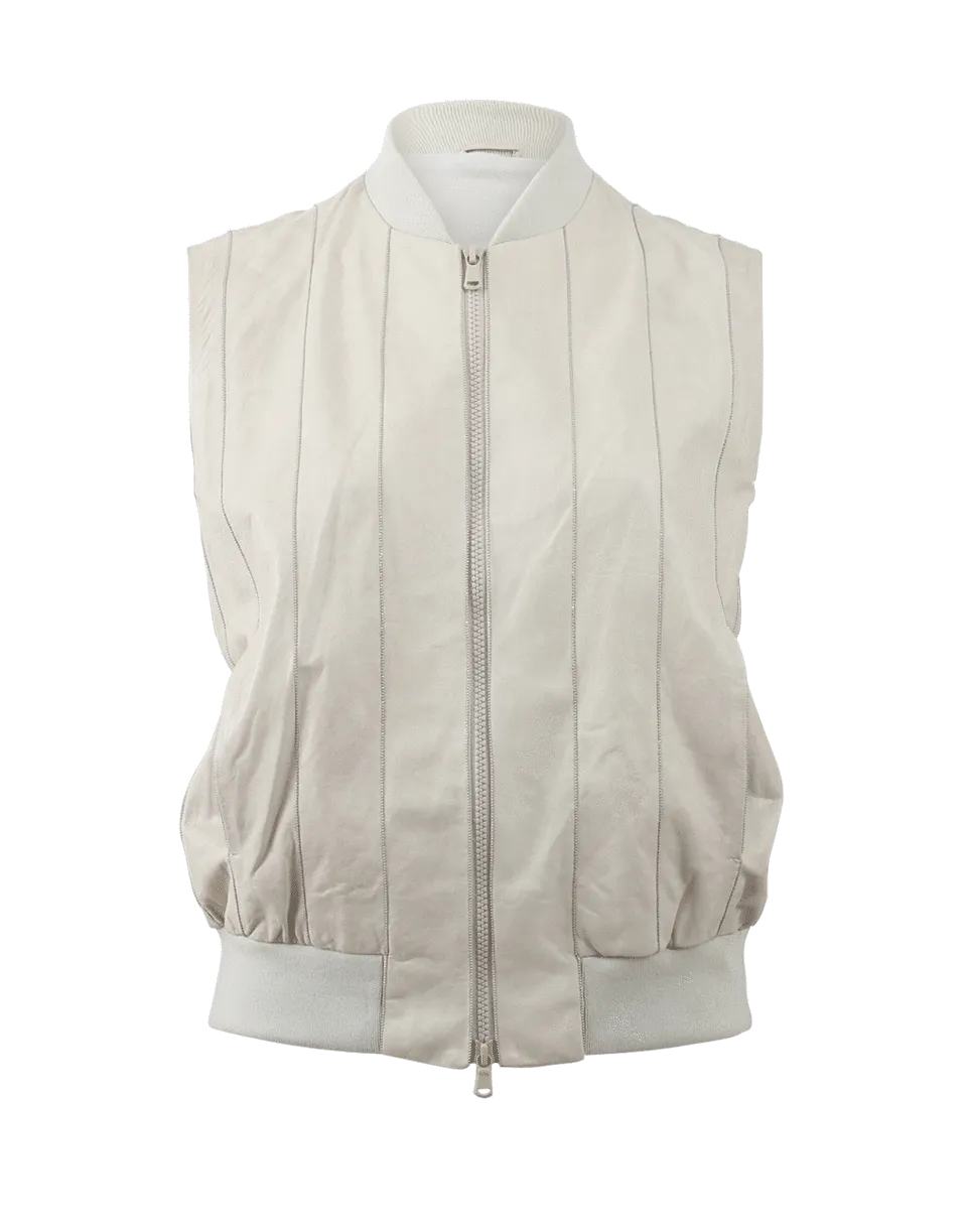 Leather Monili Pinstripe Vest