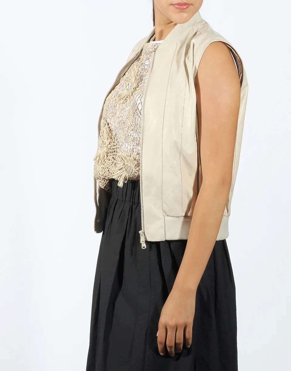 Leather Monili Pinstripe Vest