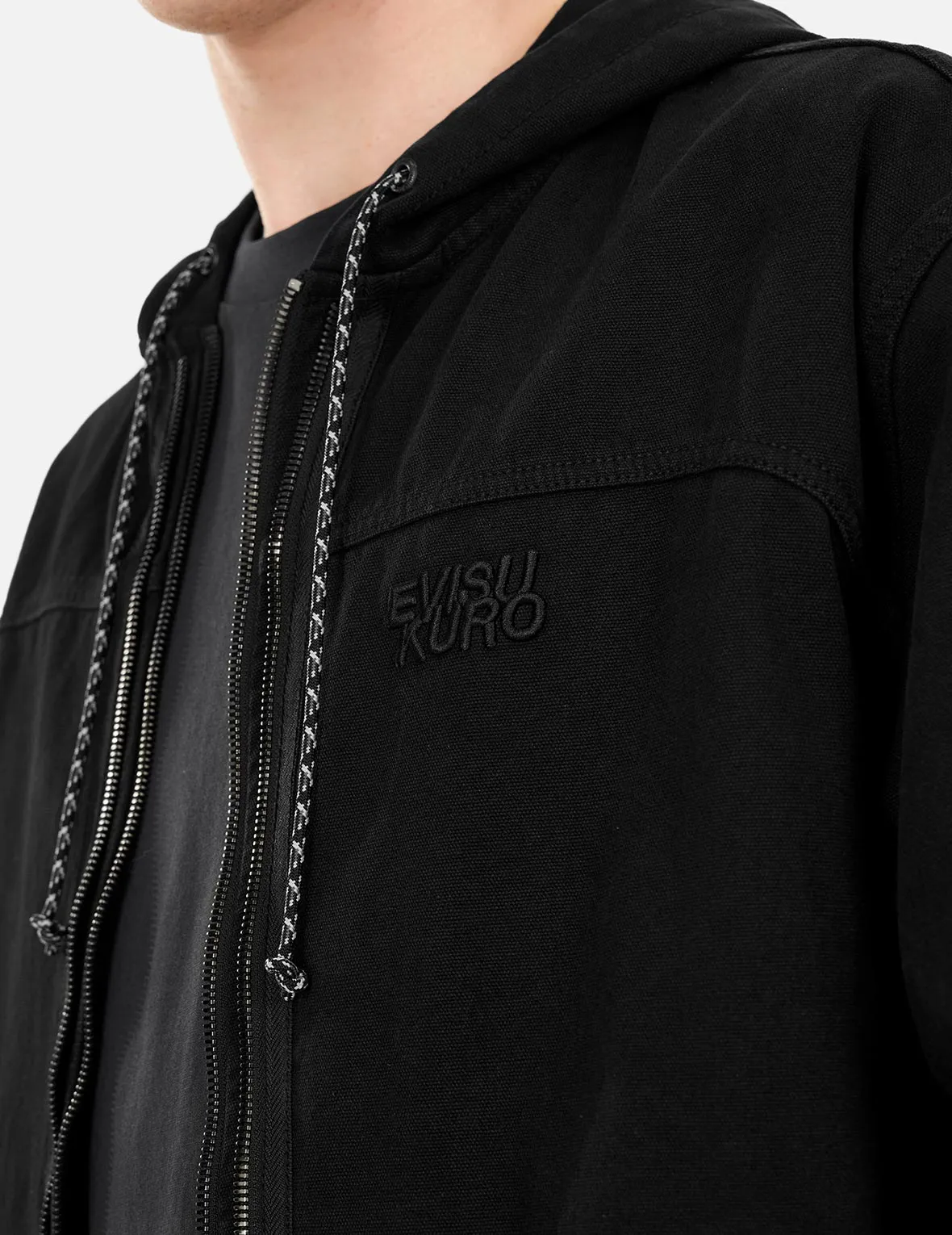 Logo Embroidery Boxy Hooded Jacket