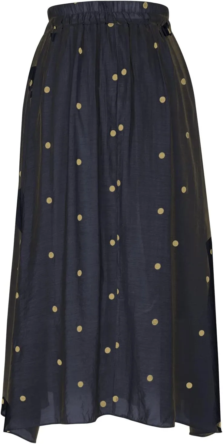 Maxi Skirts for Women Elegant Polka Dot Floral Boho Skirt Cotton Linen A-Line Swing Pleated Midi Long Skirt