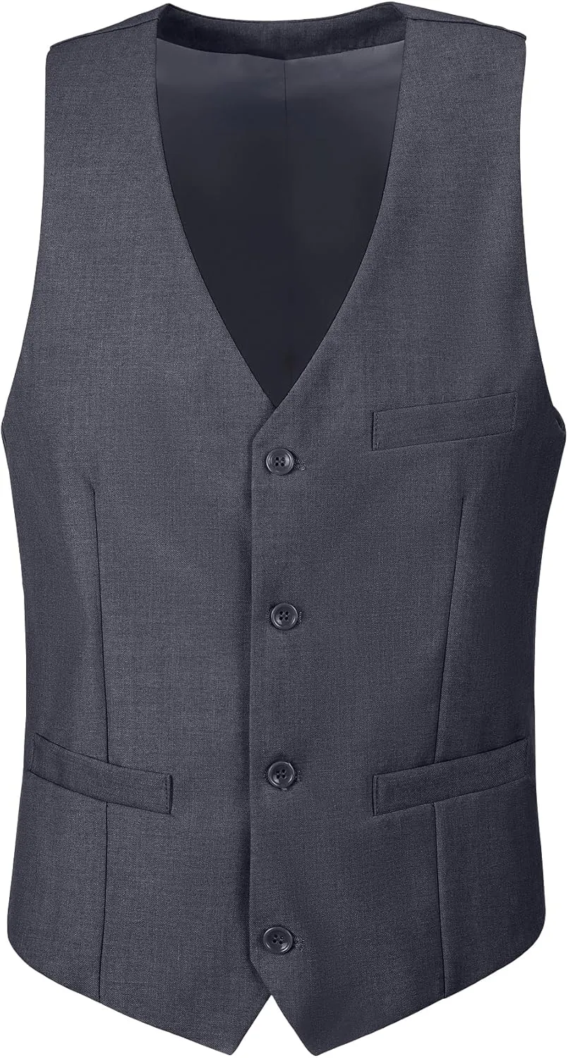 Mens 3 Piece Slim Fit Suit Set, 2 Button Solid Blazer Jacket Vest Pants Business Tuxedo
