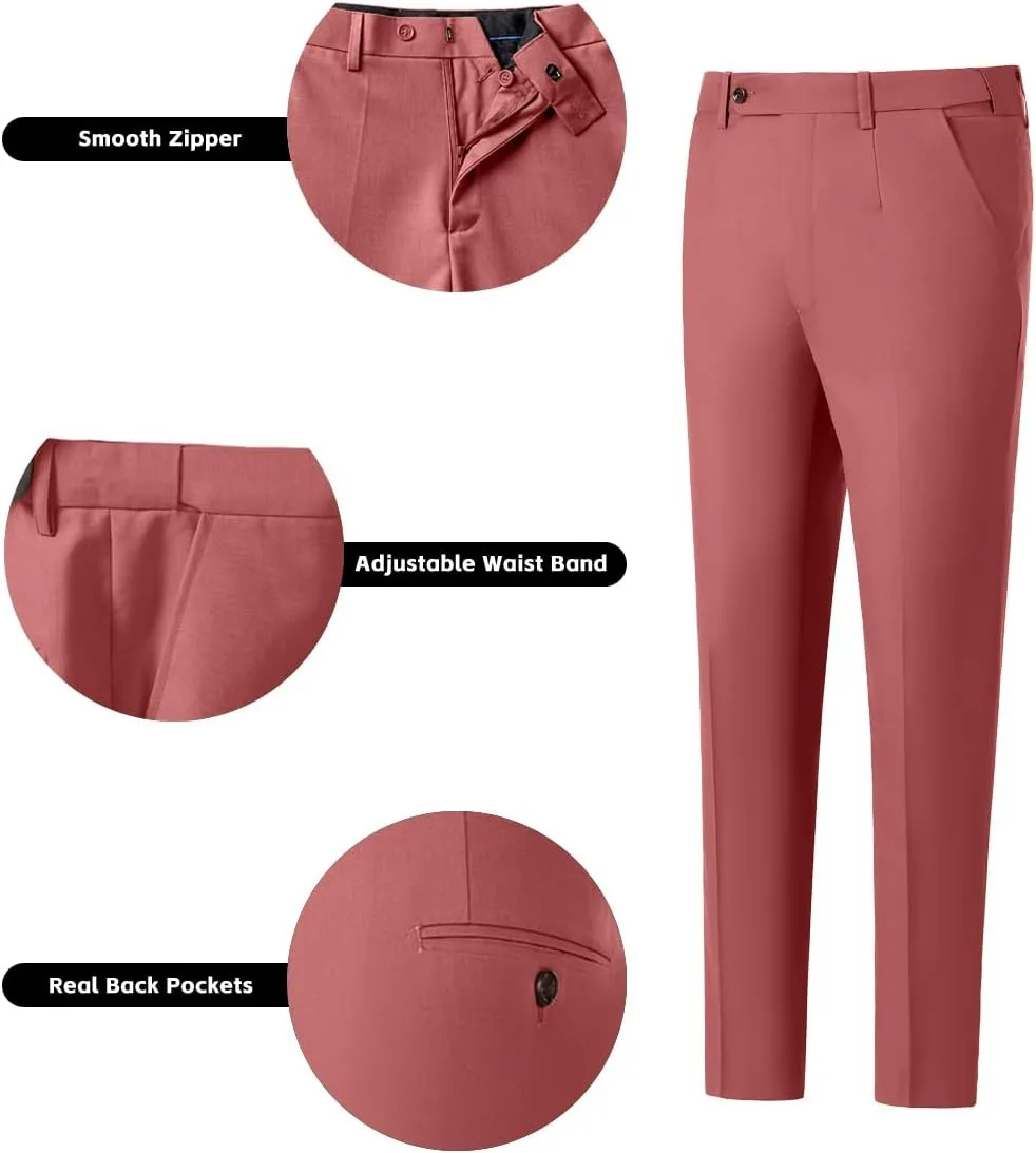 Mens 3 Piece Slim Fit Suit Set, Double Breasted Blazer Vest Pants Business Tuxedo Dress