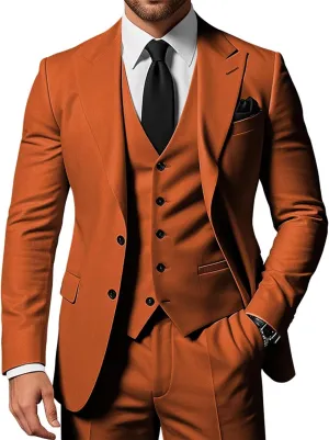 Men's 3 Piece Suits Slim Fit Peak Lapel 2 Button Blazer Jacket Vest Pants Set Wedding Business Prom Party Suit