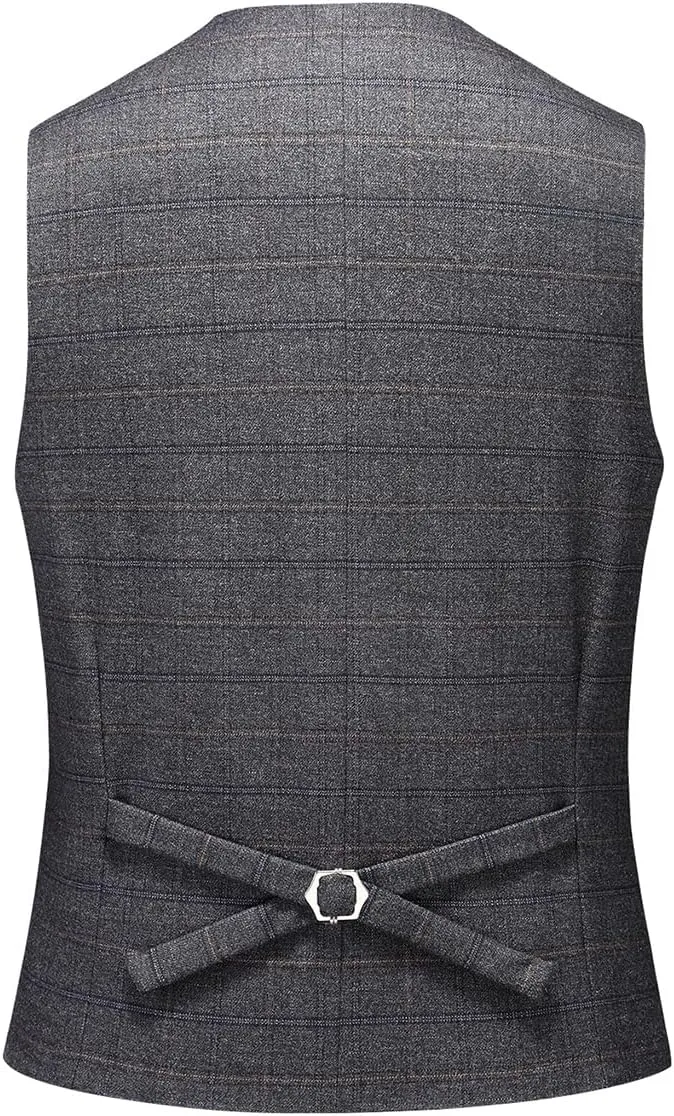 Mens 3 Piece Suits Slim Fit Tweed Suit Plaid Slim Fit Suits for Men One Button Suit Tuxedo Set