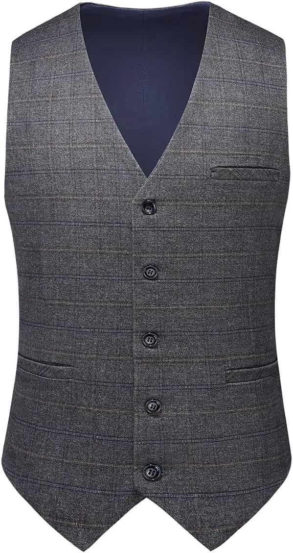 Mens 3 Piece Suits Slim Fit Tweed Suit Plaid Slim Fit Suits for Men One Button Suit Tuxedo Set