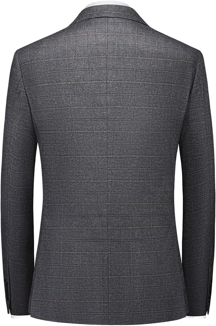Mens 3 Piece Suits Slim Fit Tweed Suit Plaid Slim Fit Suits for Men One Button Suit Tuxedo Set