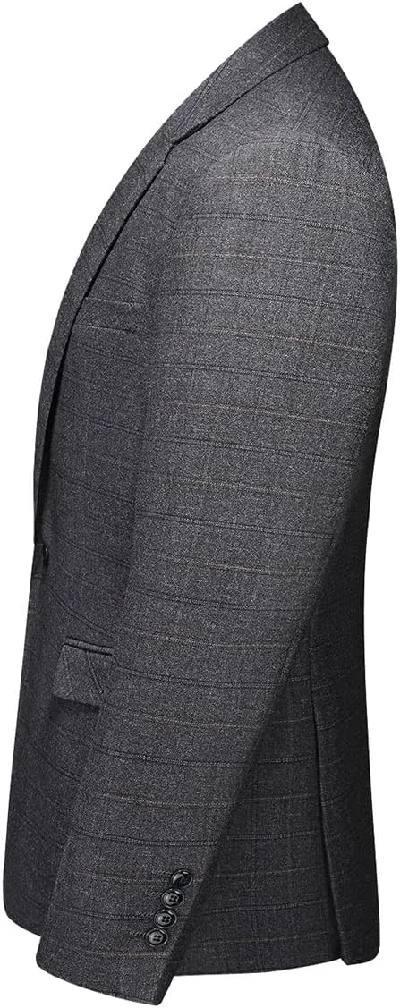 Mens 3 Piece Suits Slim Fit Tweed Suit Plaid Slim Fit Suits for Men One Button Suit Tuxedo Set