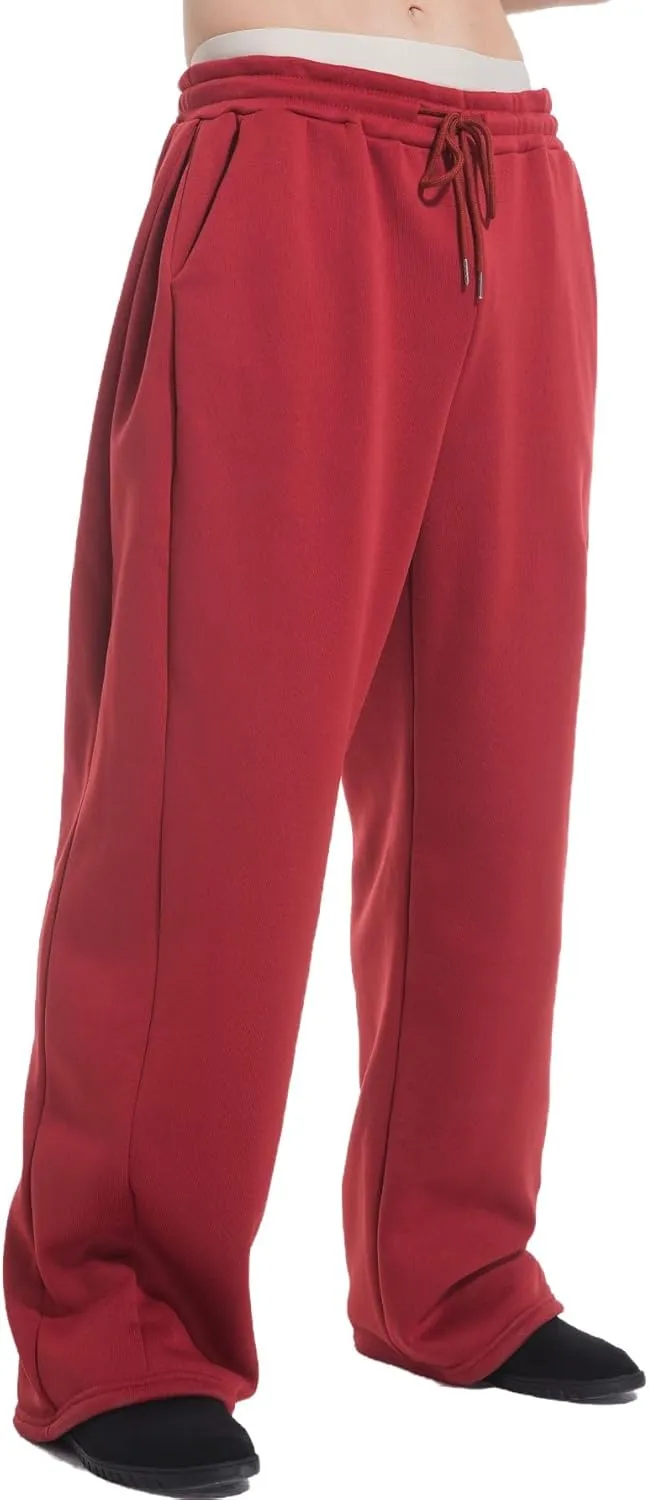 Men's Baggy Sweatpants Wide Leg Lounge Sweat Pants with Pockets