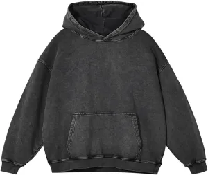 Mens Hoodies Pullover Vintage Hooded Sweatshirt Washed Hoodie Oversized Heavyweight Streetwear Cotton Sweatshirt