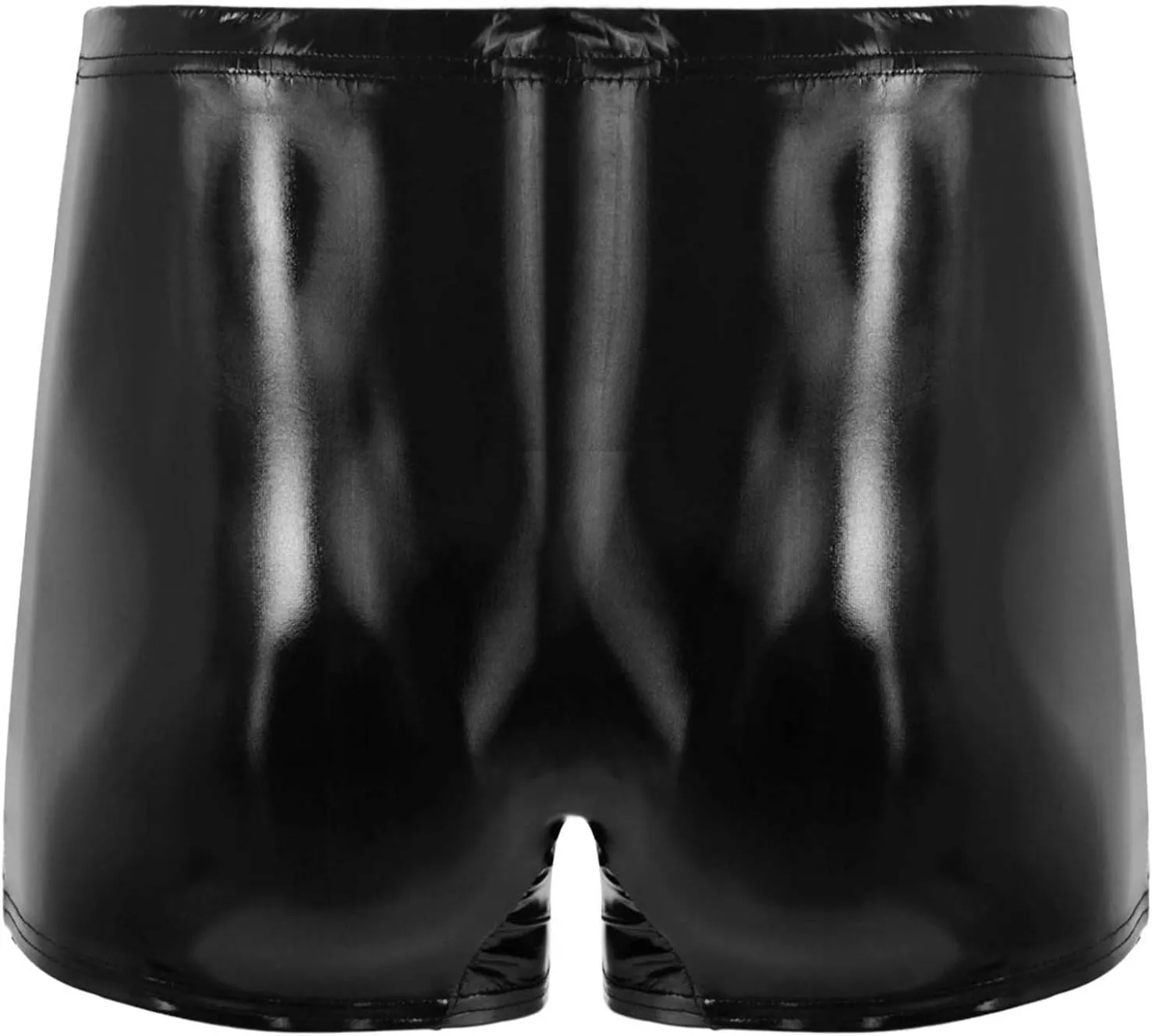 Men's Latex PVC Faux Leather Shiny Metallic Boxer Briefs Short Pants Solid Shorts Hot Pants
