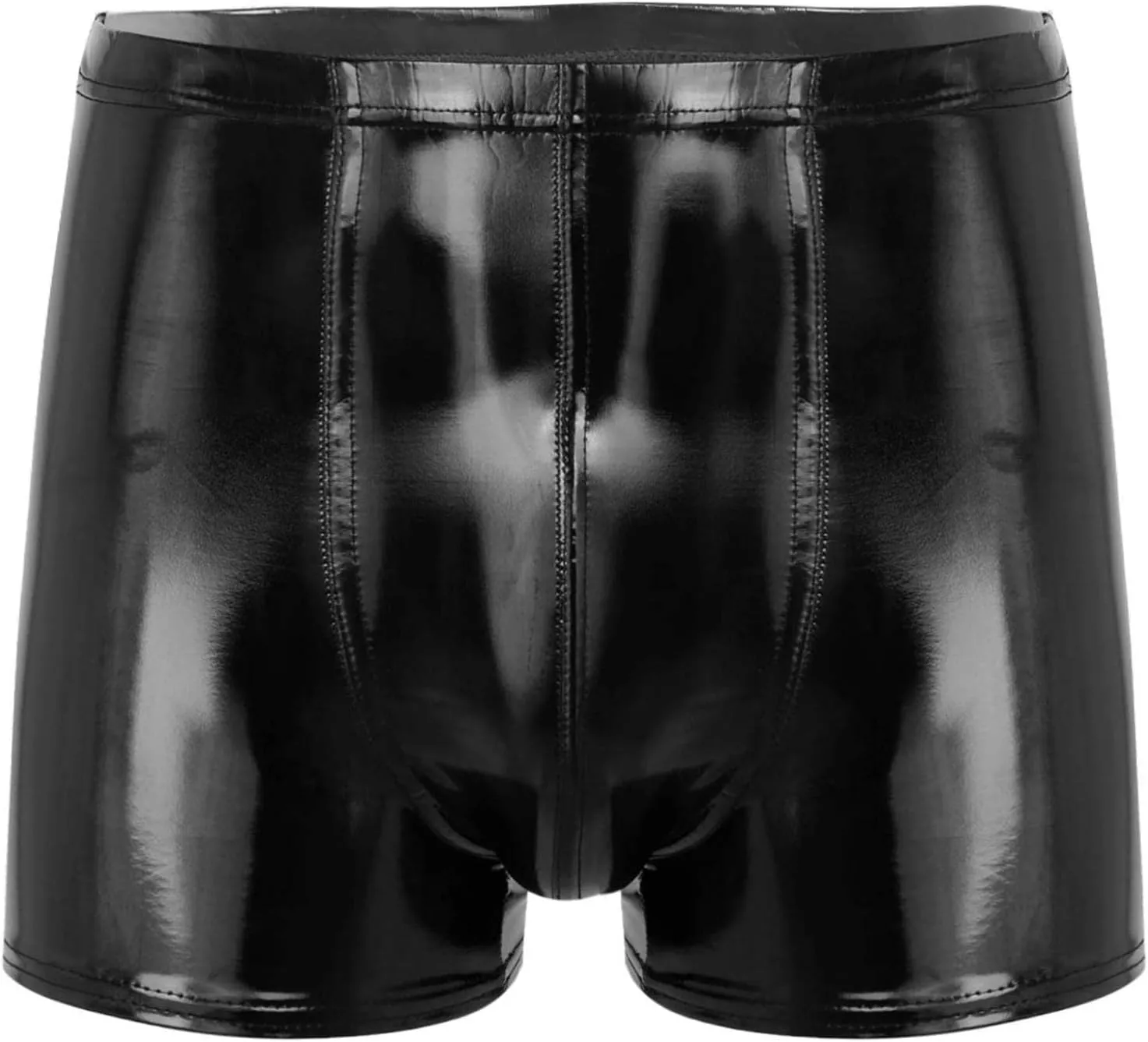 Men's Latex PVC Faux Leather Shiny Metallic Boxer Briefs Short Pants Solid Shorts Hot Pants