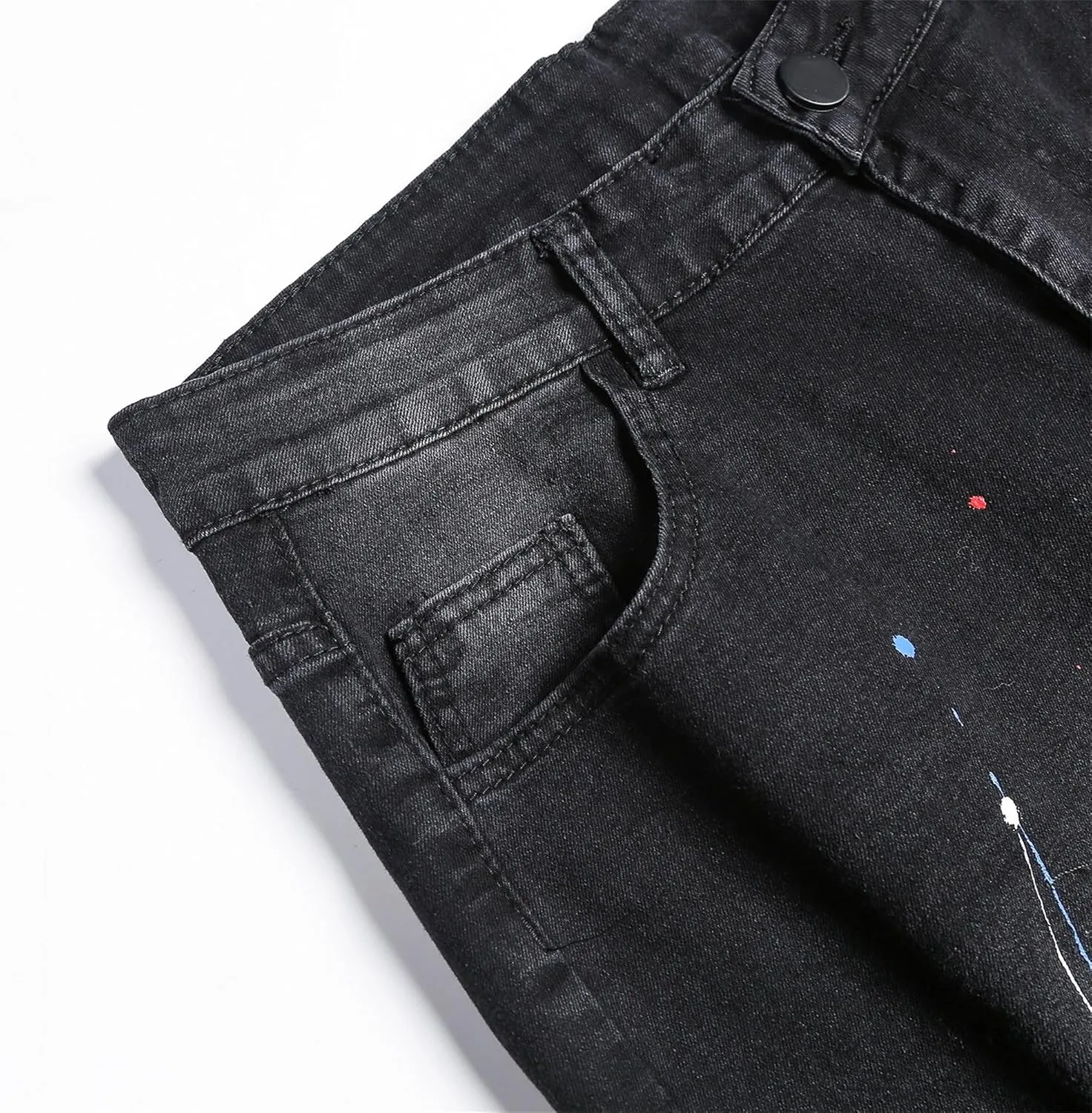 Men's Slim-fit Ripped Denim Pants Classic Casual Biker Jeans Pants Distressed Destroyed Trousers