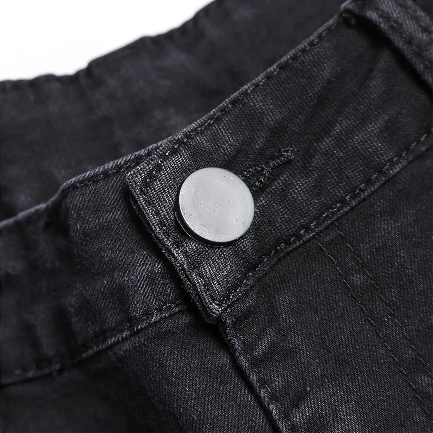 Men's Slim-fit Ripped Denim Pants Classic Casual Biker Jeans Pants Distressed Destroyed Trousers
