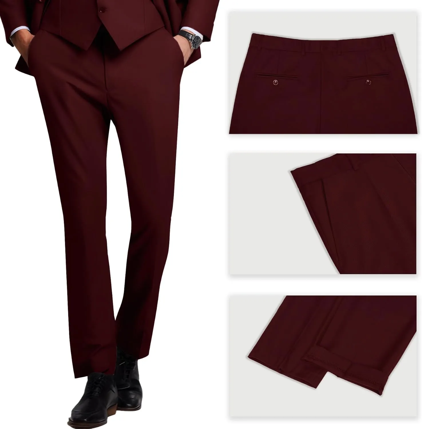 Mens Slim Fit Suit Formal 3 Piece Suit Set Double Breasted Suit Men Wedding Prom Tuxedo Blazer Jacket Vest Pants Set