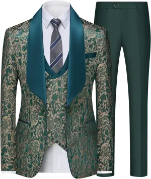 Mens Tuxedo Suit Set 3 Piece Slim Fit Wedding Prom Suit Blazer Jacket Vest Pants