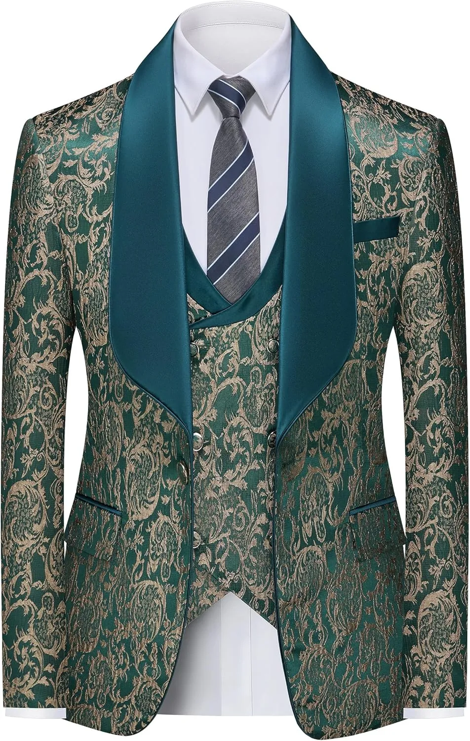 Mens Tuxedo Suit Set 3 Piece Slim Fit Wedding Prom Suit Blazer Jacket Vest Pants