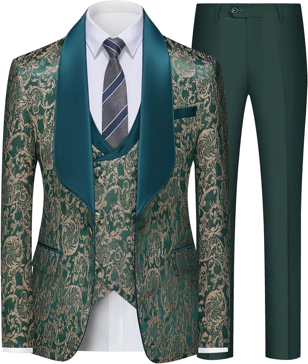 Mens Tuxedo Suit Set 3 Piece Slim Fit Wedding Prom Suit Blazer Jacket Vest Pants