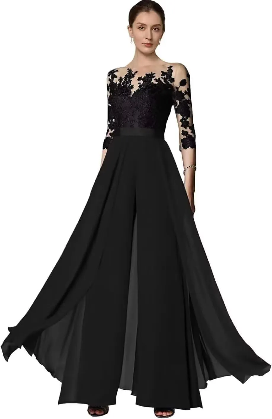Mother of The Bride Pant Suits for Wedding Chiffon Lace Formal Outfit Grandmother Dresses Jumpsuit