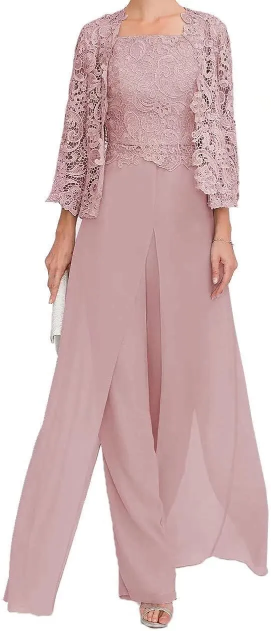 Mother of The Bride Pants Suits 3 Pieces Formal Dresses Outfit Set Evening Gowns for Women Mother of The Groom Dresses RO16