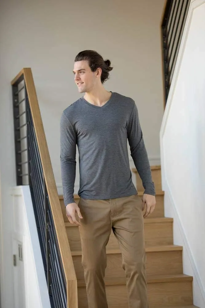Mr. Davis Men's Long Sleeve Bamboo Viscose Base Layer Undershirt - with Stretch Fabric for a 3 Pack