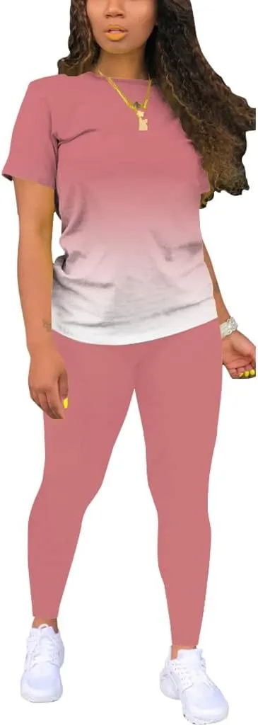 Mrskoala Women Two Piece Outfits Summer Sweatsuits Matching Jogger Sets Loungewear Tracksuit
