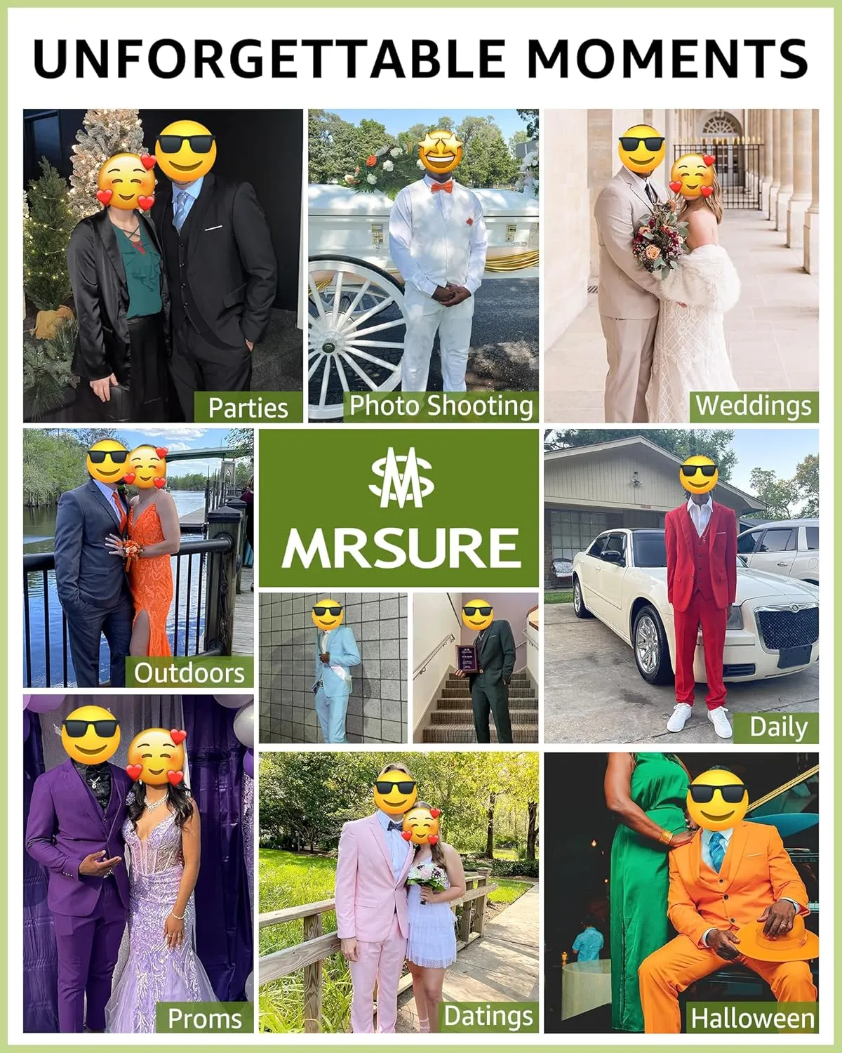 MrSure Mens 3 Piece Slim Fit Suit, One Button Shawl Lapel Tuxedo, Premium Dinner Jacket Vest Pants & Tie Set