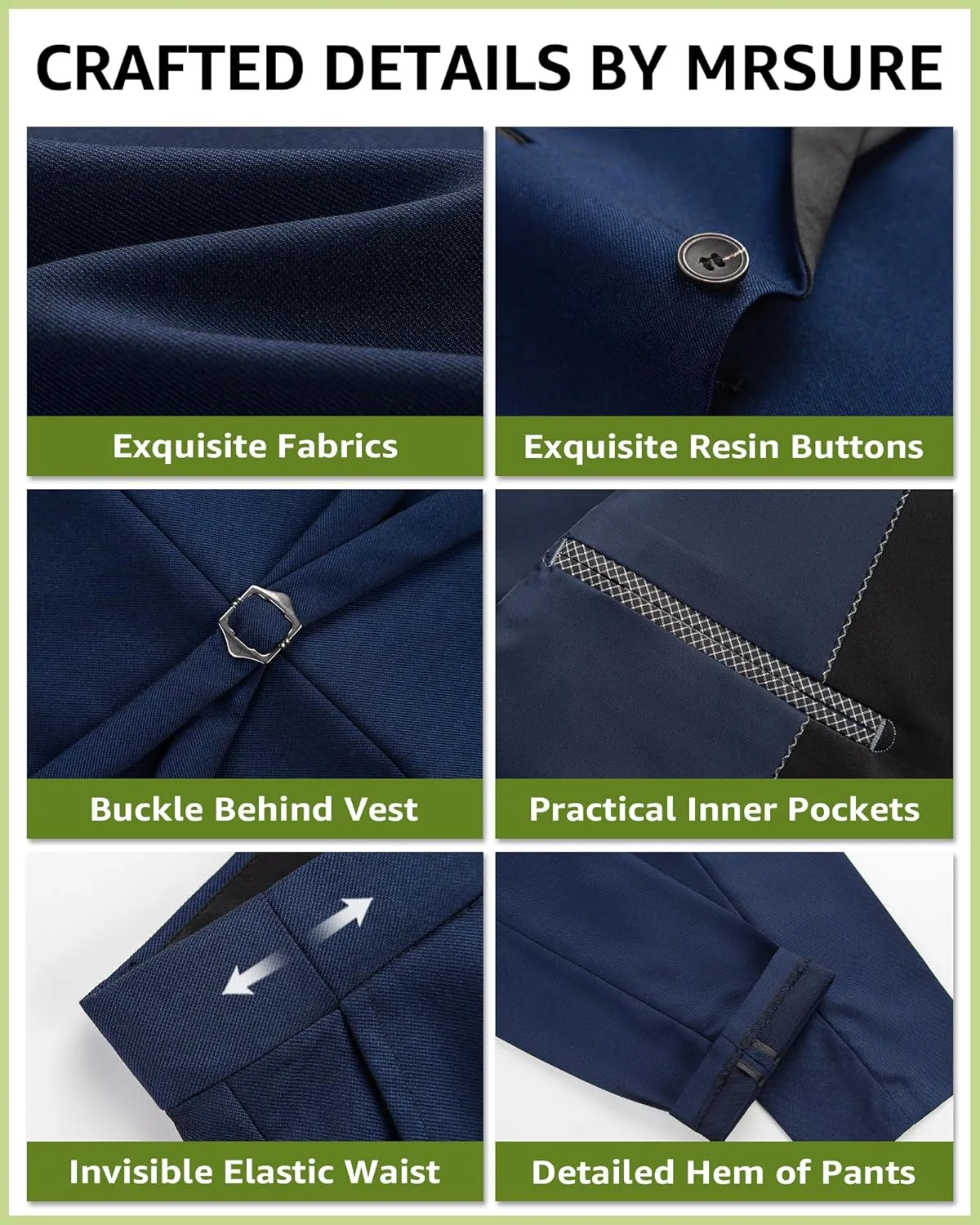 MrSure Mens 3 Piece Slim Fit Suit, One Button Shawl Lapel Tuxedo, Premium Dinner Jacket Vest Pants & Tie Set