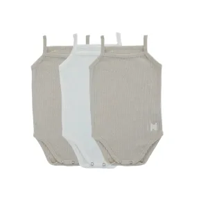 Noggi Natural & White Pointelle Three Pack Baby Boy Undershirts- FINAL SALE