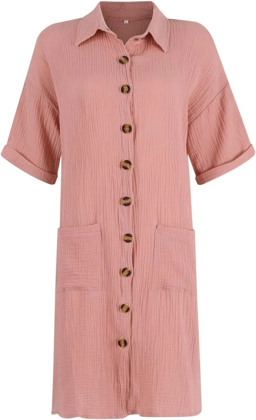 Palaver Summer Dresses for Women 2025 Casual Button Down Short Sleeve Tshirt Dress Boho Vacation Midi Dresses with Pockets
