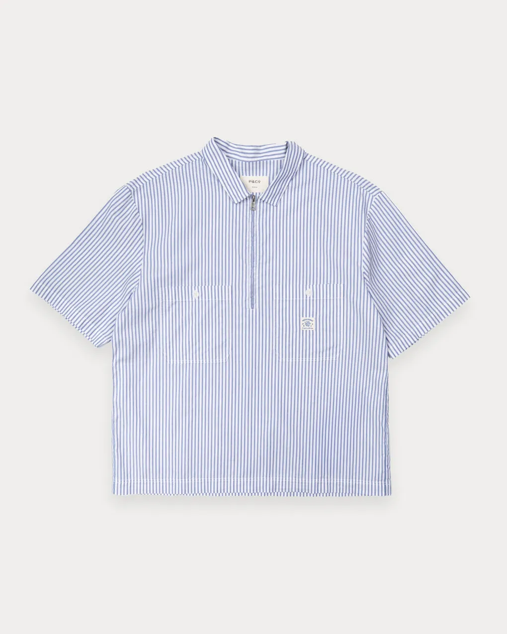 Parts & Service Half Zip Work Shirt - Hickory Stripe