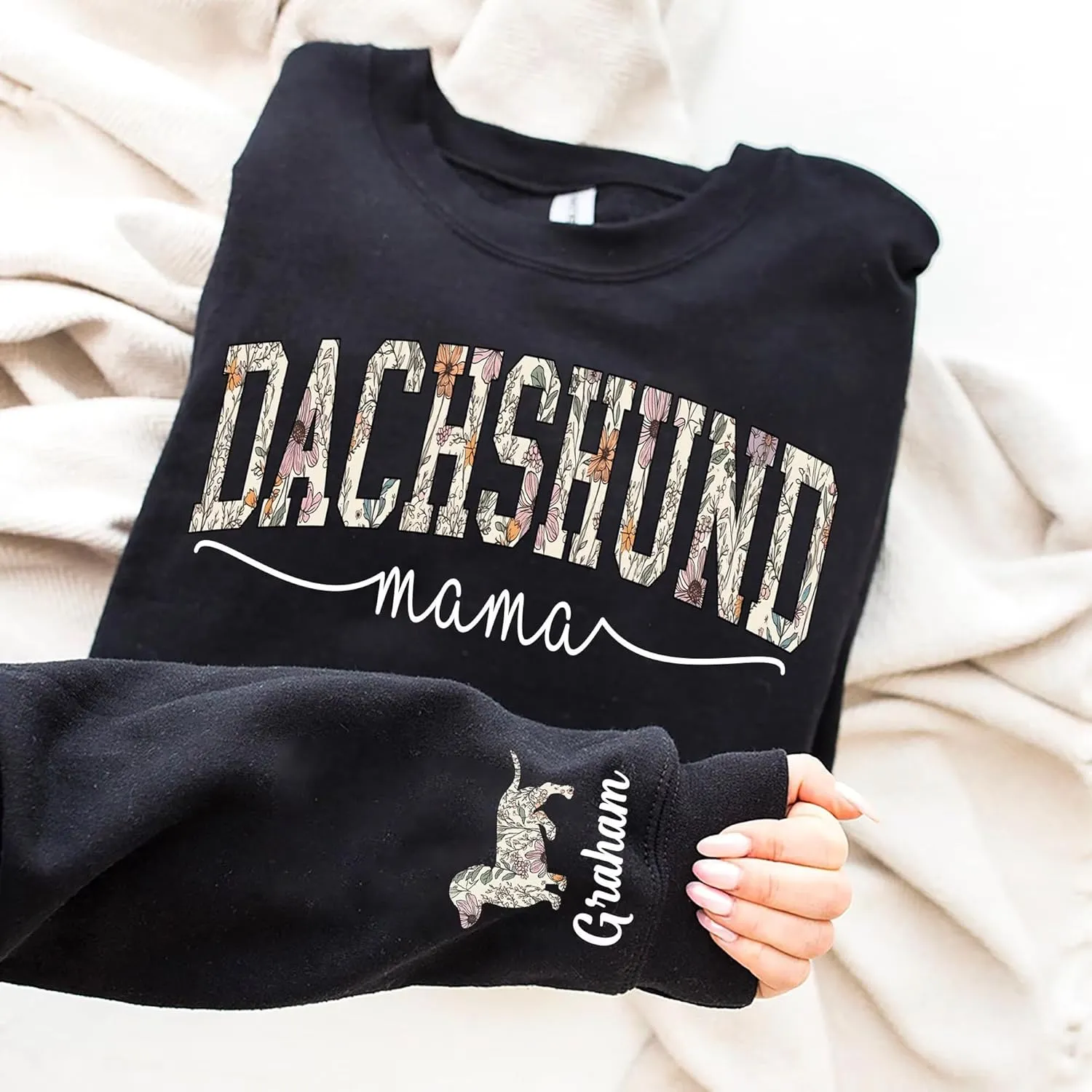 Personalized Dog Mom Sweatshirt  Custom Name & Dog Breed Crewneck, Cute Fur Mama Pullover, Best Gift for Dog Lovers