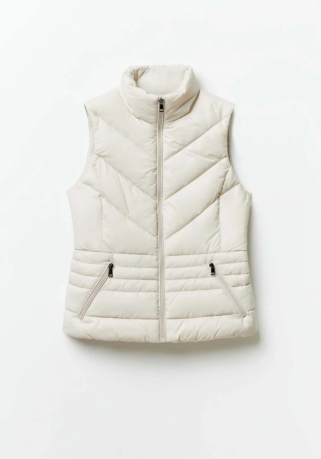 Plain Short Gilet - Ecru