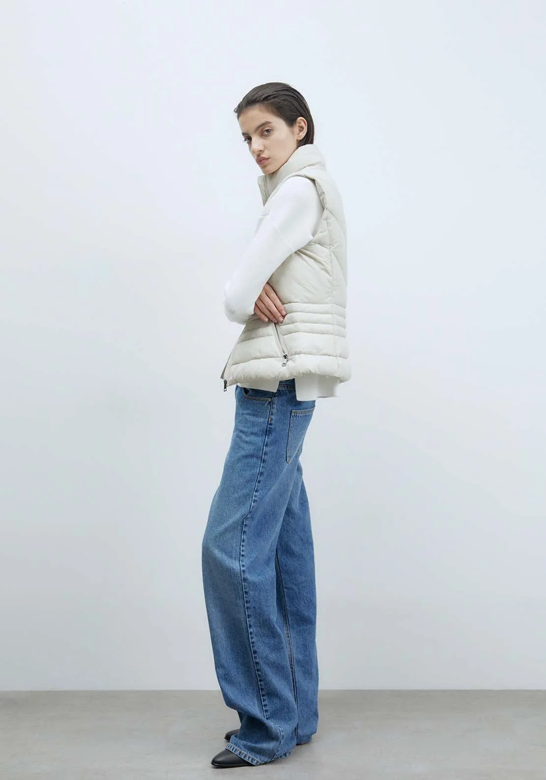 Plain Short Gilet - Ecru