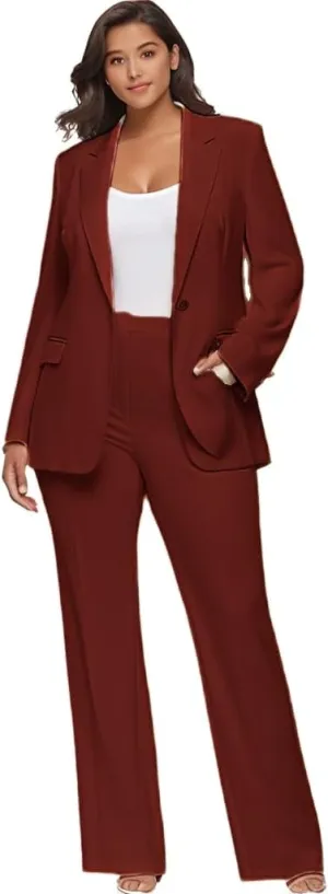 Plus Size Womens Suitng Tuxedo 2 Piece Business Set Pant Suits for Women Dressy for Wedding Guest