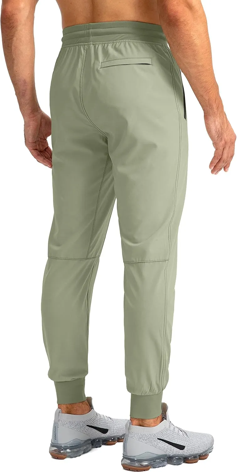 Pudolla Men's Lightweight Jogger Pants Workout Gym Running Pants with Zipper Pockets for Athletic Casual
