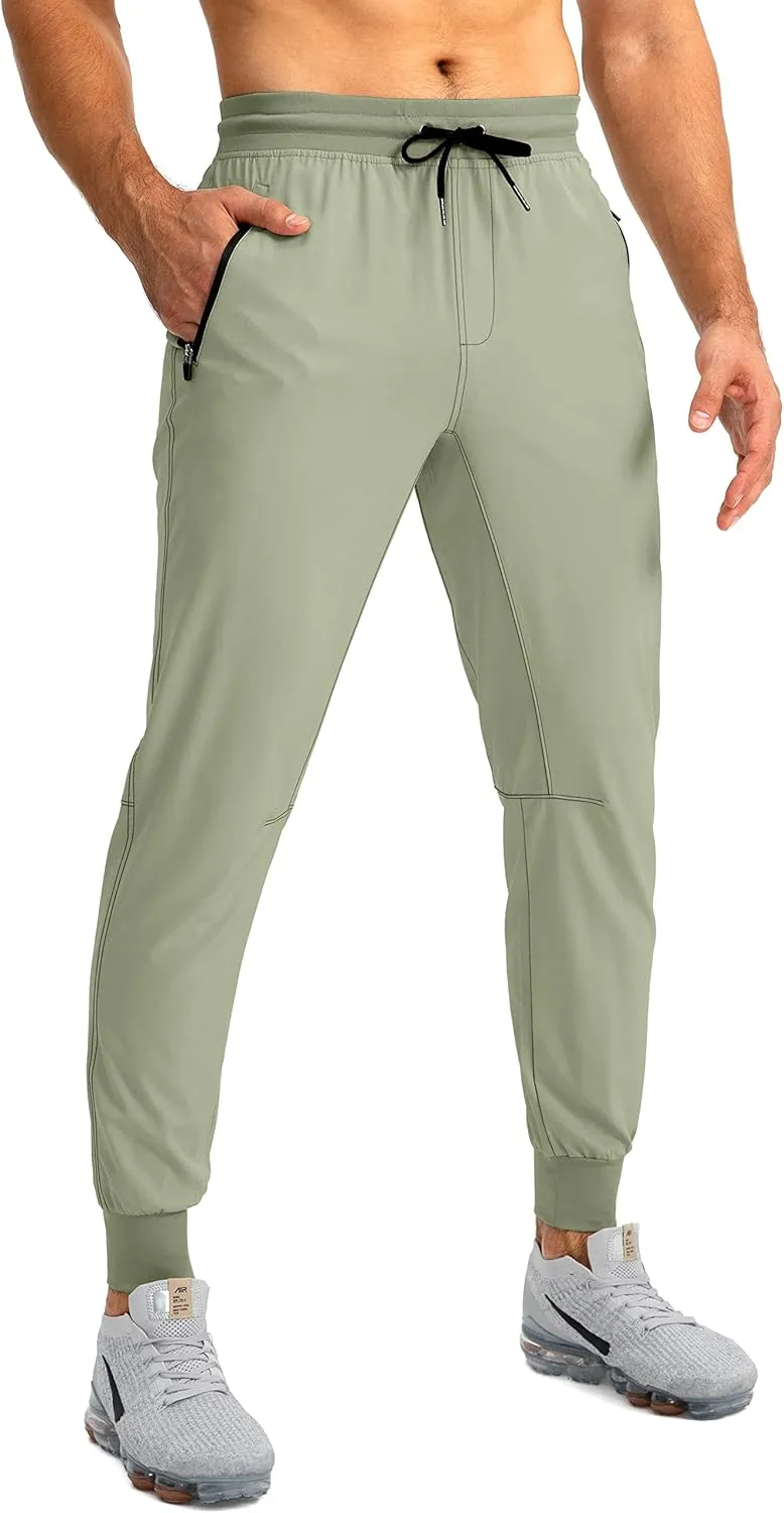 Pudolla Men's Lightweight Jogger Pants Workout Gym Running Pants with Zipper Pockets for Athletic Casual