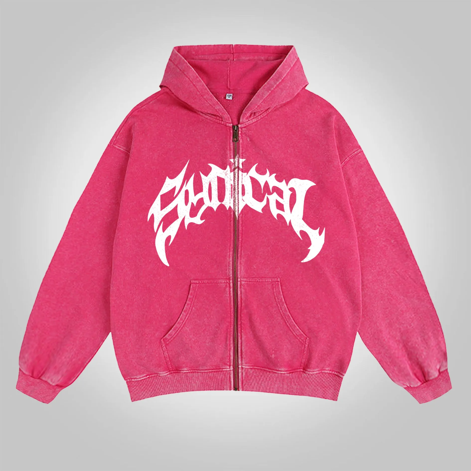 Puff Print Sun Faded Reborn Graphic Zip Up Hoodie