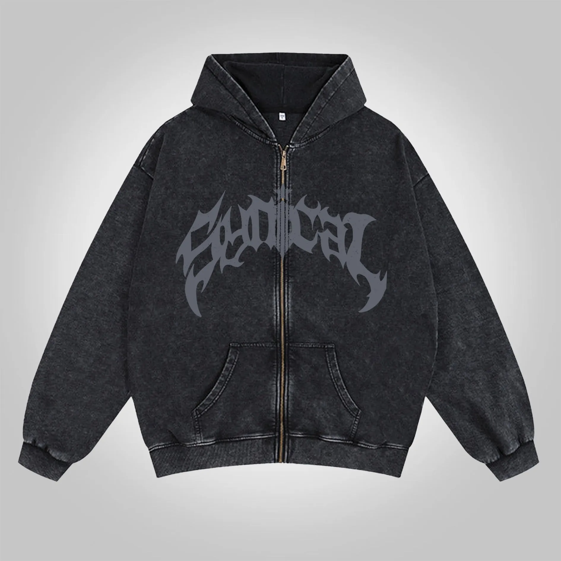 Puff Print Sun Faded Reborn Graphic Zip Up Hoodie