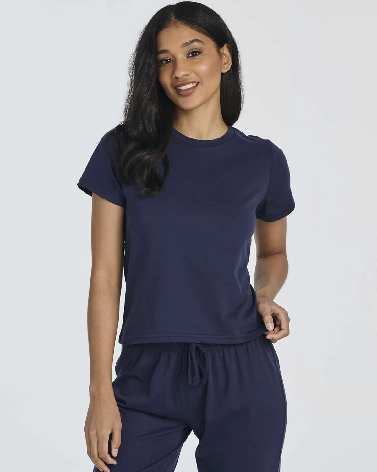 Real Essentials 2 Pack: Women's Cotton Short Sleeve Top and Capri Pants Pajama Lounge PJ Sets with Pocket (Available In Plus)