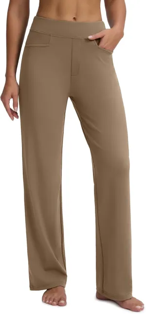 Seamaid Womens 30" Wide Leg Yoga Pants with Pockets High Waisted Stretch Casual Dress Pants
