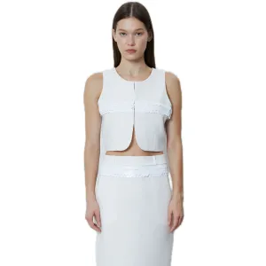 Sequined Suit Vest in White