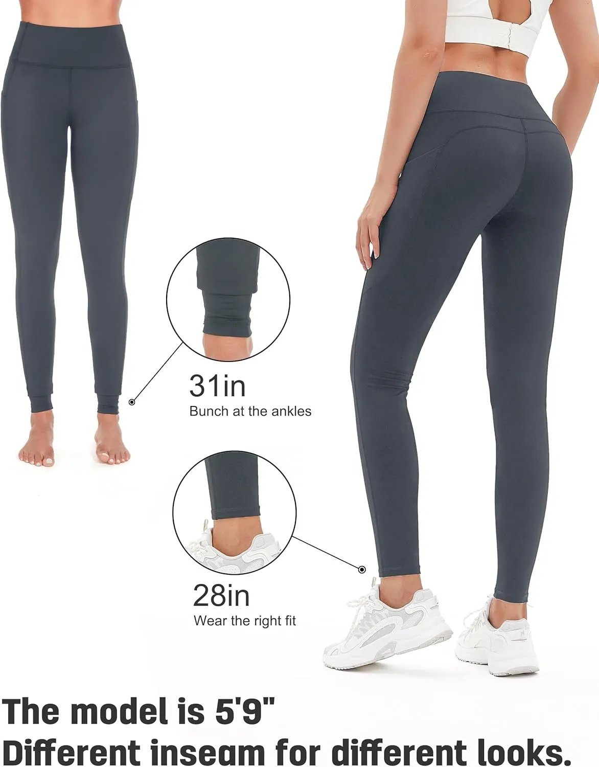 SEVEGO Women's 28"/31"/34" Fleece Lined Yoga Leggings Thermal High Waisted Workouts Pants with Pockets