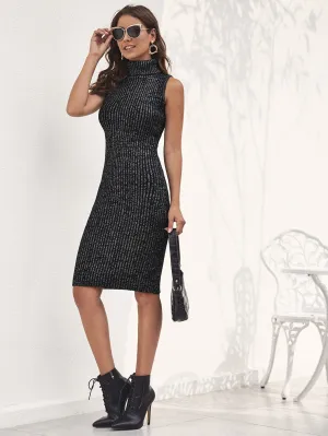 Space Dye Turtleneck Sleeveless Jumper Dress