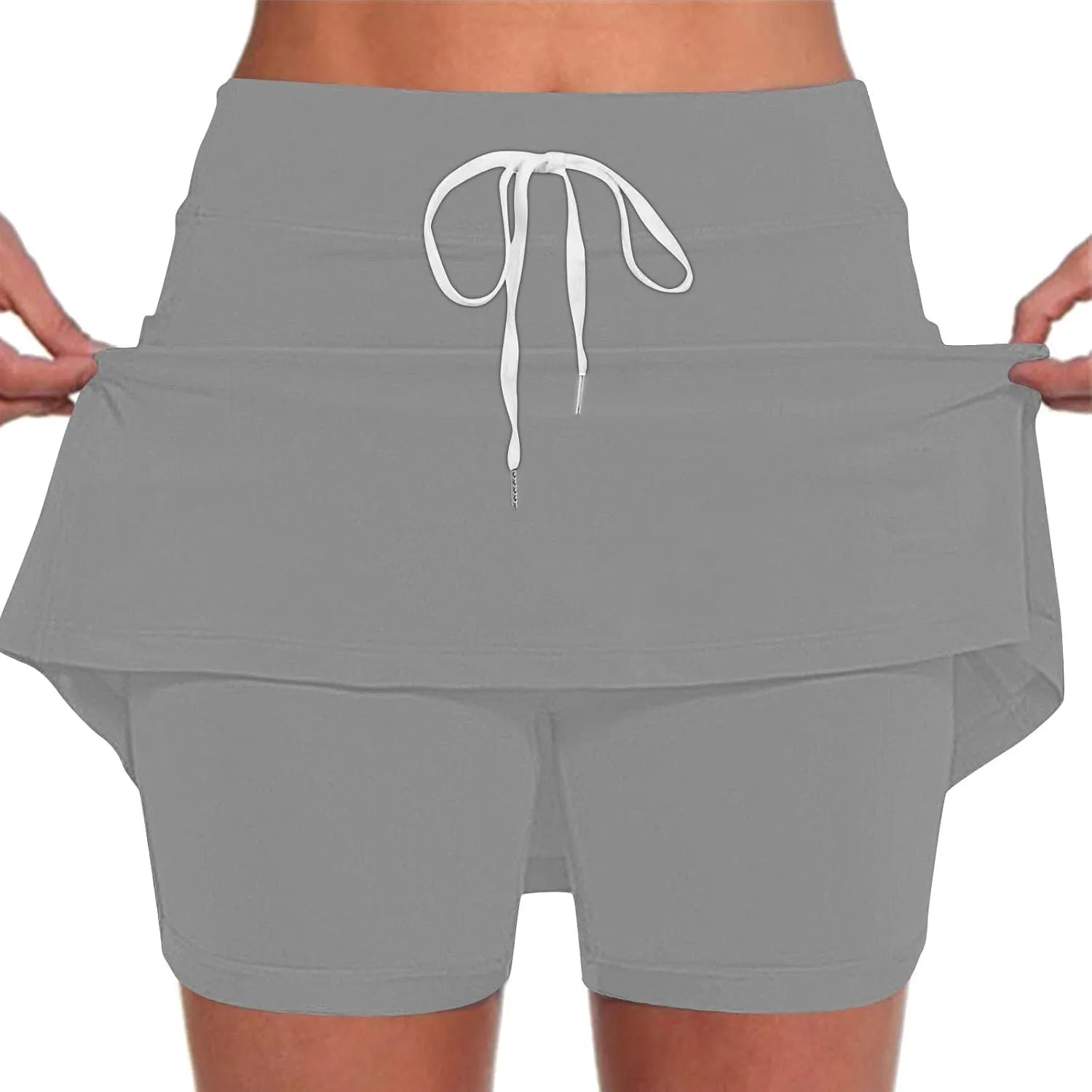 TANGNADE Womens Summer Tennis Skirts with Shorts Underneath High Waisted Drawstring Athletic Skorts Sports Running Outfits