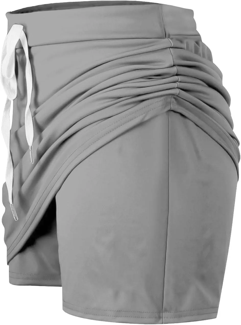 TANGNADE Womens Summer Tennis Skirts with Shorts Underneath High Waisted Drawstring Athletic Skorts Sports Running Outfits