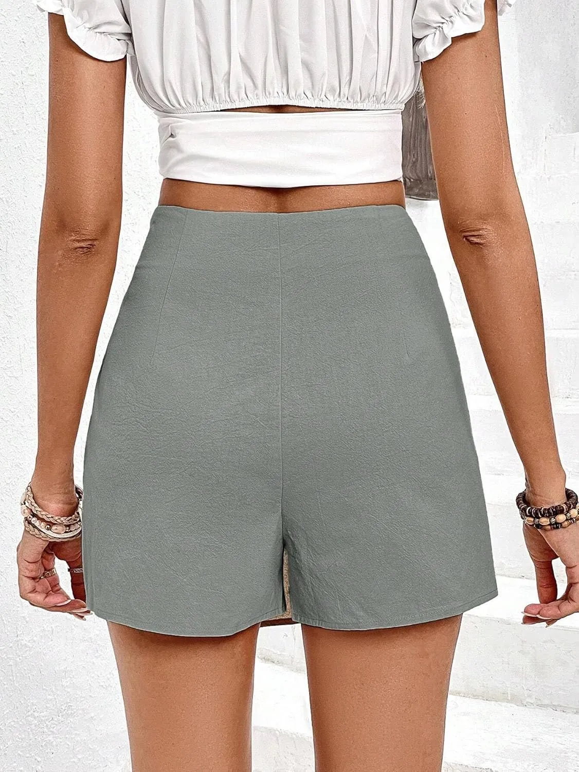 Tassel Ring Linked Wrap Asymmetrical Hem Skort Hot Shorts for Women
